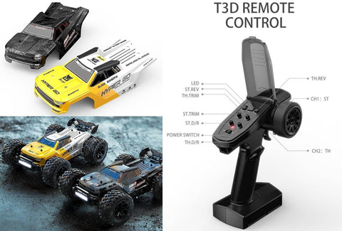 1/14 Scale 4X4 Brushless RC Truck Ready To Run Beast With 4200KV Motor And 50A ESC shown with T3D remote control