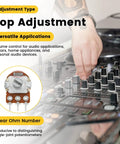 Person adjusting audio mixer with 128 Piece Potentiometer Kit For DIY Audio Builds Includes 15mm Linear Pots In 1K 2K 5K 10K 20K 50K 100K 200K 250K 500K And 1M