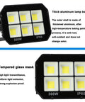 JUDYSSY Bright Led Floodlight 30W-600W, 300W model with thick aluminum body and tempered glass for waterproof use.