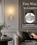 Wireless Wall Sconces with Remote Control, 10000mAh Battery Operated Wall Sconce Set of 2, brushed nickel finish with dimming features.