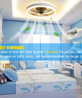 Dope 16 Inch Bladeless Ceiling Fan With Lights Remote And App Control in a modern bedroom, perfect for small spaces.