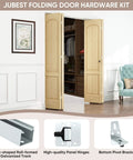 72 Inch Top Mounted Bifold Door Hardware Kit For Inside Doors, Closets, Bathrooms And Cabinets, shown with wood doors