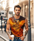 Mens 3D Print Skull Sleeveless Gym Tank Top Quick Dry Lightweight Breathable Stretch Athletic Muscle Tee worn casually outdoors.