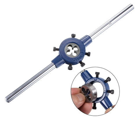 Pro Grade Tap And Die Set For Three Eighths Inch 16 UNC Threads With 30mm Round Die Stock Handle Wrench High Speed Steel