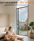 Double-Sided Magnetic Screen Door Fits 32x80 Inch Doors Left Or Right Opening Scratch-Proof Polyester Pet Friendly
