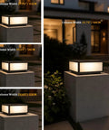 Hella Stylish Modern 15.75 Inch Flat Surface Pillar Lights For Outdoor Porch Deck Post With Romantic Soft Candle Glow.