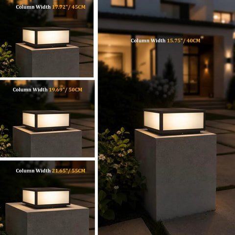 Hella Stylish Modern 15.75 Inch Flat Surface Pillar Lights For Outdoor Porch Deck Post With Romantic Soft Candle Glow.