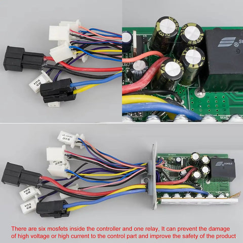 Smooth Operator 36 Volt Brushed Motor Controller 1000 Watt 30 Amp Rated With Three Stage Speed Switch, detailed wiring view.