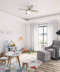 44 Inch Indoor Ceiling Fan With LED Light And Remote Control Low Profile Flush Mount Four Blade Modern Ceiling Fan in playroom