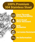 246Pcs Hex Bolts Fully Threaded Nuts Assortment Kit Stainless Steel 1 4 20 5 16 18 3 8 16 Flat And Lock Washers benefits shown