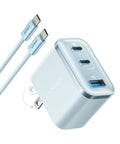Three Port USB C Charger With 70W Max Per Port And Type C PD Fast Charging For MacBook Pro And Other Laptops Travel Friendly Ultra Compact Keeps Devices Powered On The Go, blue