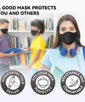 KN95 Face Masks 50 Pack for Adults and Teens, Soft And Comfy Disposable Masks With Up To 95 Percent Filtration, Black 3D Ergonomic Design