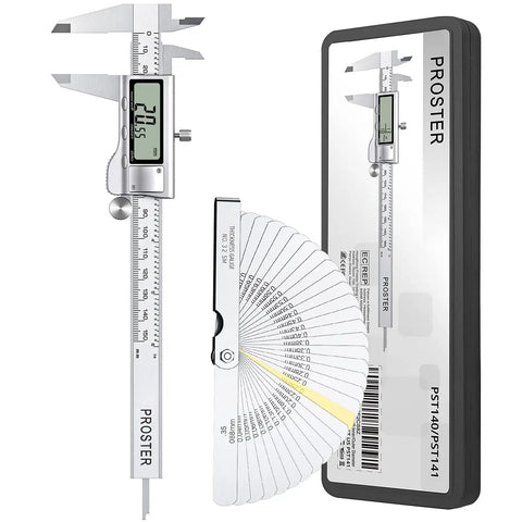 6 Inch Digital Vernier Caliper With Fraction Inch And Millimeter Modes with 32 feeler gauges for DIY woodworking and metalworking.