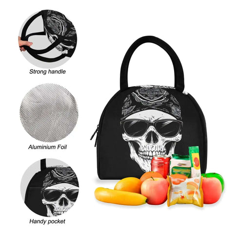 Skull Design Backpack With Insulated Cooler Lunch Box Lightweight Laptop Backpack Fits 15.6 Inch For Women And Men Daypack