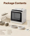 Nifty Portable Countertop Dishwasher For Tight Quarters Handles Four Place Settings On Dual Racks With Swift Cycles showing package contents.