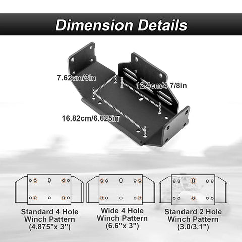 Beefed-Up Winch Mounting Bracket Plate With 4 7 8 Inch Winch Roller Fairlead Cable Guide dimensions and hole patterns