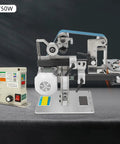 Real Deal 750W Belt Sander Polisher With Brushless Motor, 915X50mm Sanding Strip on a workstation, showing controls and sanding area.