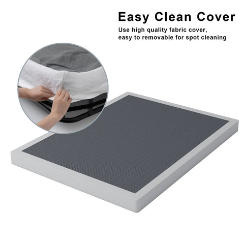 King Size Low Profile Box Spring Heavy Duty Metal Bed Base With Beefed Up Steel Frame And Easy Snap Together Setup For Ultimate Premium Sleep Quality easy clean fabric cover detail