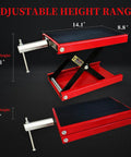 1100Lb Motorcycle Lift Scissor Jack With Steel Wide Deck For Cruisers Dirt Bikes And ATVs Beefy Heavy Duty Bike Hoist Adjustable Height