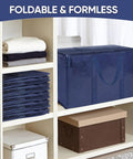 Six Pack Extra Large Moving Bags Heavy Duty With Zippers And Carrying Handles Tough As Nails Waterproof Storage Bags Navy on shelf