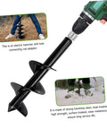 Garden Auger Drill Bit Adapter And Chuck Converter for Power Tools extends reach for tight spots, shown with electric drill.