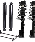 Front And Rear Struts Shocks Kit For 2008 To 2020 Dodge Grand Caravan And 2008 To 2016 Chrysler Town And Country With 2 Front Struts, 2 Sway Bars, And 2 Rear Shock Absorbers, Complete Assembly Replacement