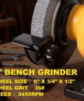 High Speed Bench Grinder And Belt Sander Combo With Two Point Five Amp Motor 6 Inch Grinder And Two 27 Inch Belts shown in workshop