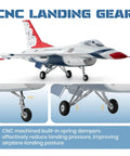 RC Jet Fighter F16 Fighting Falcon 64mm EDF Airplane for Grownups, side view with CNC landing gear details, no radio needed.