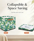 Open and folded 13 Inch Foldable Cube Storage Bins With Reinforced Handles Heavy Duty Waterproof Fabric Closet Organizer Zero Hassle Easy Clean.