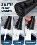 Heavy Duty Pull Down Kitchen Faucet Head Replacement Delivering Crisp Stream And Powerful Spray Nozzle with three water flow modes.