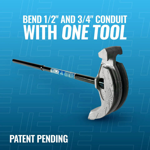 Get This Awesome 2 in 1 Dual Shoe Conduit Bender For Quick EMT And Rigid Pipes, bending 1/2 and 3/4 inch conduit with a single tool.