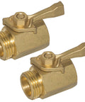 2 Pack Solid Brass Garden Hose Shut Off Valves 3/4 Inch With Extra Washers Gate Style Valve Heavy Duty Build Ergonomic Large Handle