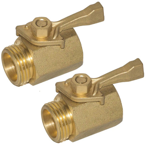 2 Pack Solid Brass Garden Hose Shut Off Valves 3/4 Inch With Extra Washers Gate Style Valve Heavy Duty Build Ergonomic Large Handle
