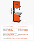 Heavy Duty Woodworking Bandsaw With 3 HP 2240W Motor 18 Inch Cutting Capacity 16 Inch Maximum Height Cast Iron Table