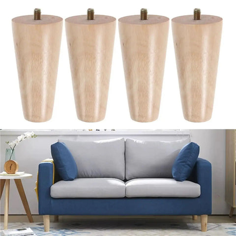 Solid Wood Furniture Legs Kit Four Pieces With Non Slip Feet For Tables Sofas Cabinets And Wardrobes Easy Install Stable Support