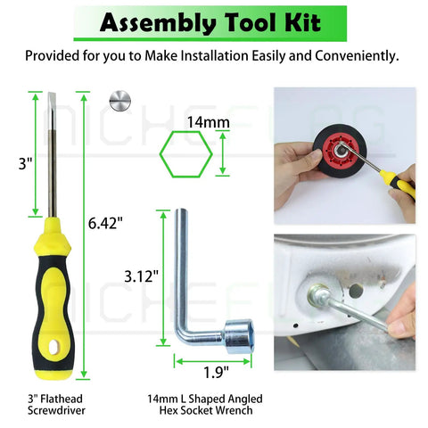 Master Grade Dryer Repair Kit Compatible With Whirlpool And Kenmore featuring assembly tool kit with screwdriver and hex wrench.