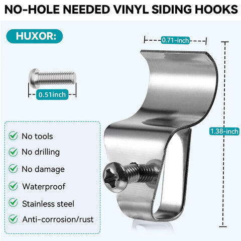 No Hole Needed Vinyl Siding Clips Hanger For Solar Powered Lights Seam Mounting On Vinyl Siding No Nails No Drilling Easy Removal 304 Stainless Steel Rust Resistant 10 Pack.