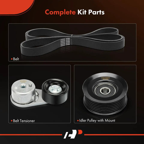 Premium A-Premium Serpentine Belt Drive Kit compatible with Nissan Frontier NV1500, including belt, tensioner, and idler pulley.