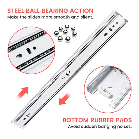Beefy Heavy Duty 10 Inch Side Mount Drawer Slides 100 LB Capacity Pair Zinc Plated Cold Rolled Steel Anti Rust Construction For Home Cabinets And Tool Chests, side view