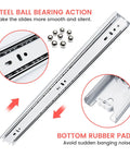Heavy Duty 12 Inch Side Mount Drawer Slides Rated For 100 LB Capacity Built Like A Beast With Rust Resistant Finish showcasing steel ball bearing action.