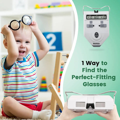 Digital PD Meter With Memory Function LCD Display For Eyes, Optical Pupilometer with child and glasses demonstration