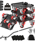 Heavy Duty Furniture Dolly Moving System For Up To 3000Lbs With 5 Wheel Brakes, 360 Degree Rotating Dollies, gloves, pry bar, mats