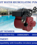 Hot water recirculating pump compatible with Grundfos UP15-10SU7P-TLC 115V, 1.25 HP, 3/4 inch, under-sink installation.