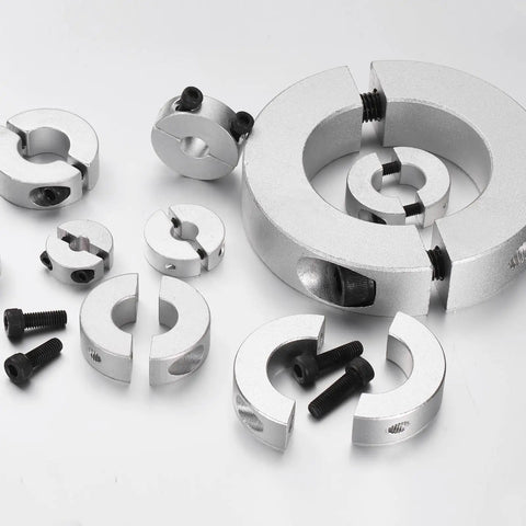 Eight Piece Double Split Shaft Collar Set 4mm Bore 18mm Outer Diameter 8mm Thick Aluminum Alloy Set Screw Clamp On Collars