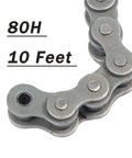 Beefed Up Heavy Duty 80H Roller Chain With 10 Ft Length And Connecting Link Carbon Steel Construction ANSI Chain No 80H