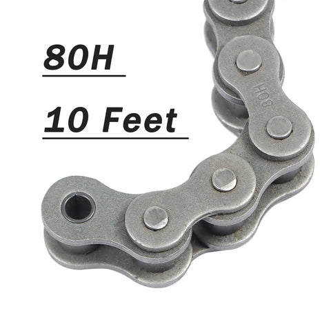 Beefed Up Heavy Duty 80H Roller Chain With 10 Ft Length And Connecting Link Carbon Steel Construction ANSI Chain No 80H