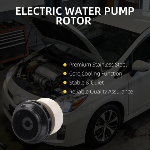 Direct Fit Electric Water Pump Rotor Compatible With Toyota Prius 2010 To 2015 shown with premium stainless steel finish.