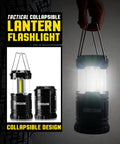 Tactical collapsible lantern from the Three Piece Battery Powered LED Light Set With Flashlight Headlamp And Camping Lantern.