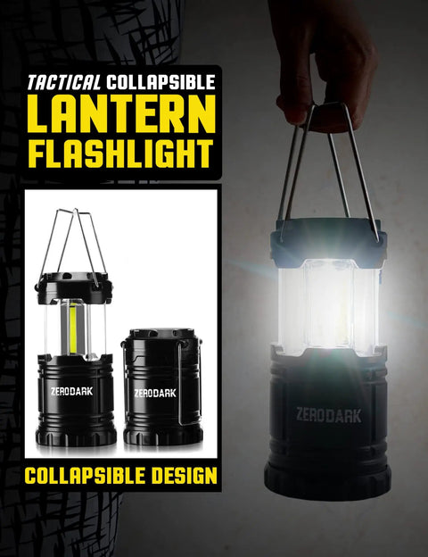 Tactical collapsible lantern from the Three Piece Battery Powered LED Light Set With Flashlight Headlamp And Camping Lantern.