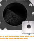 Close-up of Universal 15 Gallon Aluminum Fuel Cell Tank With Cap And Level Sender Anti Slosh Foam Lightweight Durable 60L